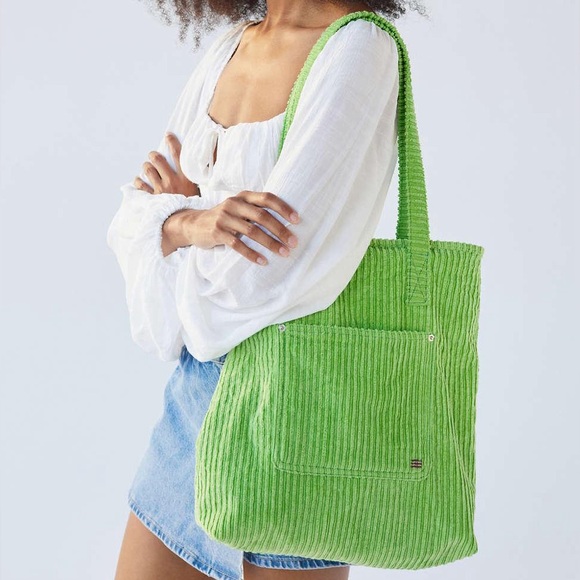 BDG Handbags - Urban Outfitters x BDG Green Corduroy Essential Pocket Tote Bag